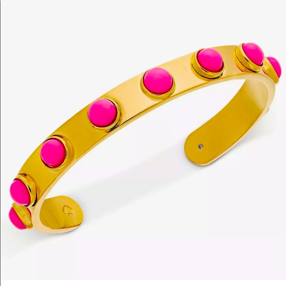KATE SPADE ♠️ NWT gold thin cuff bracelet w/ pink